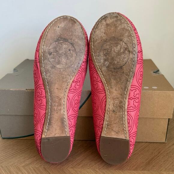 Tory Burch Chelsea Stitched Logo “Rose Petal Pink” Women Ballet Flats- SZ 7.5 - Picture 10 of 11